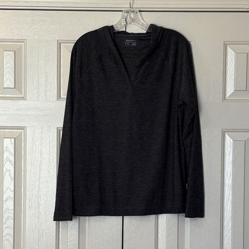 Eddie Bauer Black Stripe Athleisure Hoodie L